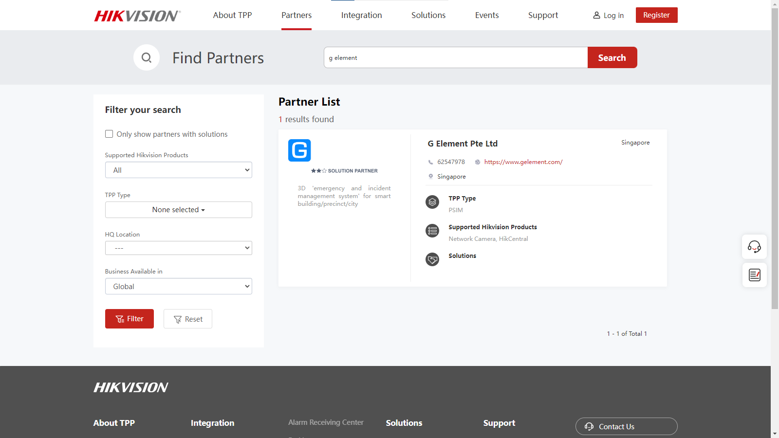 G Element partners HIKVISION
